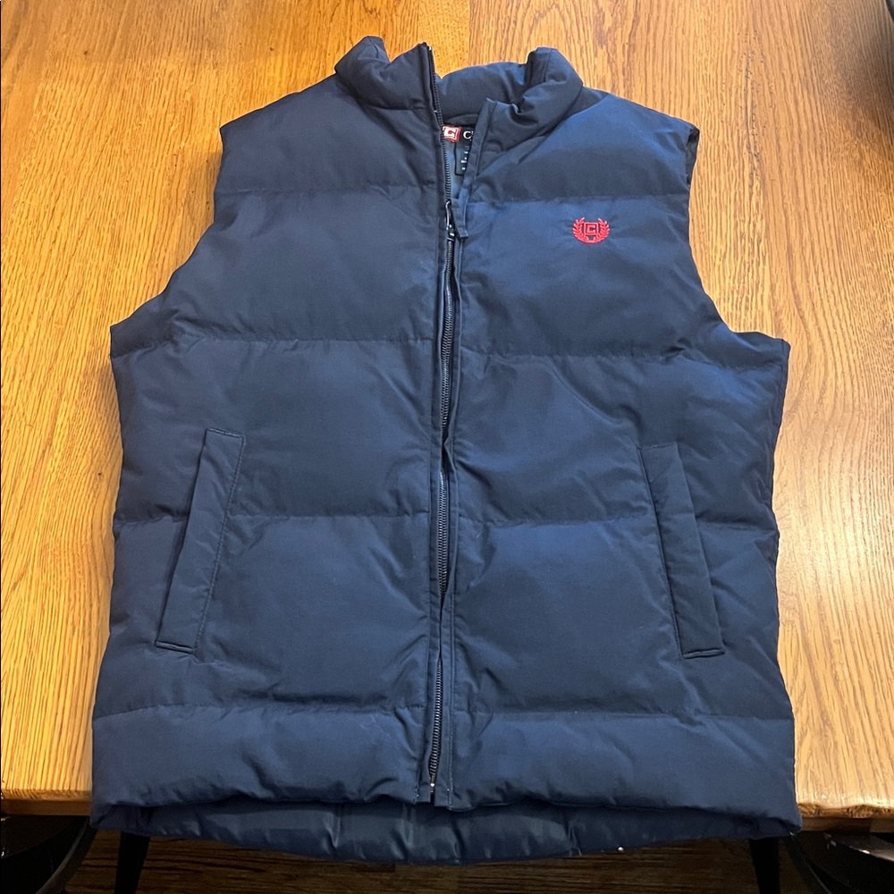 Chaps Dark Blue Puffer Vest with Red Accent